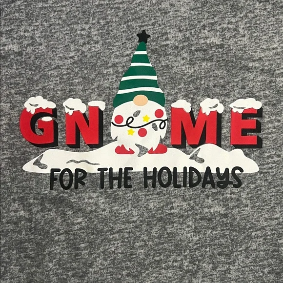 Secret Treasures Heather Gray Long Sleeve Pajama Top Gnomes Holidays Novelty - Picture 2 of 7